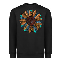Black Fall Tooled Leather Sunflower Heavyweight Sweatshirt - RanaPortraitStore