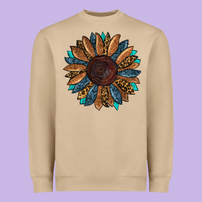 Heavyweight Sweatshirt Fall Tooled Leather Sunflower
