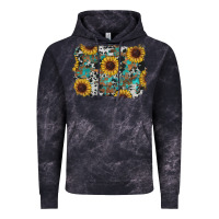 Cloud Black western sunflowers turquoise cowhide background Vintage Hoodie - RanaPortraitStore