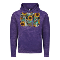 Cloud Purple western sunflowers turquoise cowhide background Vintage Hoodie - RanaPortraitStore