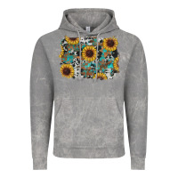 Cloud Rock western sunflowers turquoise cowhide background Vintage Hoodie - RanaPortraitStore