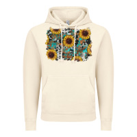 Vintage Artic western sunflowers turquoise cowhide background Vintage Hoodie - RanaPortraitStore