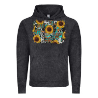 Vintage Black western sunflowers turquoise cowhide background Vintage Hoodie - RanaPortraitStore