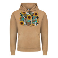 Vintage Camel western sunflowers turquoise cowhide background Vintage Hoodie - RanaPortraitStore