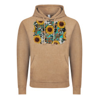 Vintage Coffee western sunflowers turquoise cowhide background Vintage Hoodie - RanaPortraitStore