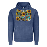 Vintage Denim western sunflowers turquoise cowhide background Vintage Hoodie - RanaPortraitStore