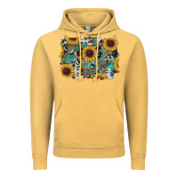 Vintage Mustard western sunflowers turquoise cowhide background Vintage Hoodie - RanaPortraitStore