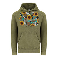 Vintage Olive western sunflowers turquoise cowhide background Vintage Hoodie - RanaPortraitStore