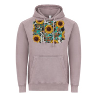 Vintage Zinc western sunflowers turquoise cowhide background Vintage Hoodie - RanaPortraitStore