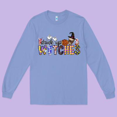 Drink Up Witches Long Sleeve Tee Designed By Cowhidedigitalart