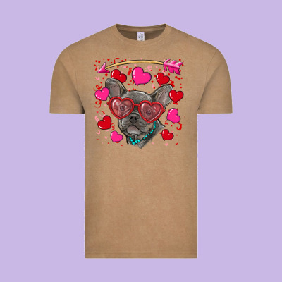 Vintage Tee valentine's day french bulldog puppy