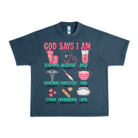 Midnight Navy god says i am Urban Heavy Tee - texasbilliewilder