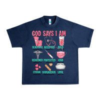 Navy god says i am Urban Heavy Tee - texasbilliewilder