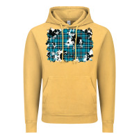 Vintage Mustard winter plaid cowhide pattern background Vintage Hoodie - RanaPortraitStore