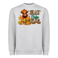 Heather Grey Hay there Fall pumpkin heifer Heavyweight Sweatshirt - RanaPortraitStore