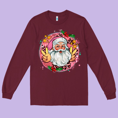 Merry Christmas Peace Santa Long Sleeve Tee Designed By Adodesignshop