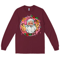Burgundy merry christmas peace santa Long Sleeve Tee - AdoDesignShop
