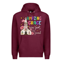 Burgundy amazing grace how sweet the sound Premium Hoodie - MaliasSmallBusiness