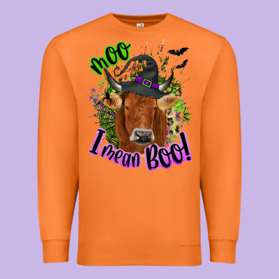 Moo I Mean Boo Cow Premium Sweatshirt Designed By Nancycooperartshop