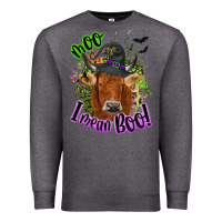 Charcoal Heather Moo i mean boo Cow Premium Sweatshirt - NancyCooperArtShop