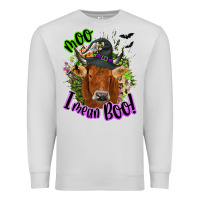 Dove Grey Moo i mean boo Cow Premium Sweatshirt - NancyCooperArtShop