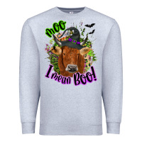 Heather Grey Moo i mean boo Cow Premium Sweatshirt - NancyCooperArtShop