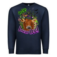 Navy Moo i mean boo Cow Premium Sweatshirt - NancyCooperArtShop