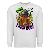 Oatmeal Heather Moo i mean boo Cow Premium Sweatshirt - NancyCooperArtShop