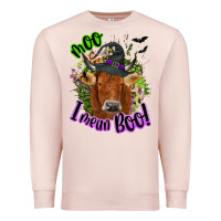 Pale Pink Moo i mean boo Cow Premium Sweatshirt - NancyCooperArtShop