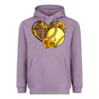 Lavender Softball Heart With Sunflowers Heavyweight Hoodie - LillyAllenDesigns