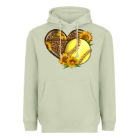 Matcha Softball Heart With Sunflowers Heavyweight Hoodie - LillyAllenDesigns