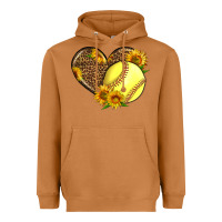 Meerkat Softball Heart With Sunflowers Heavyweight Hoodie - LillyAllenDesigns