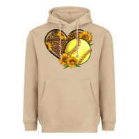 Mushroom Softball Heart With Sunflowers Heavyweight Hoodie - LillyAllenDesigns