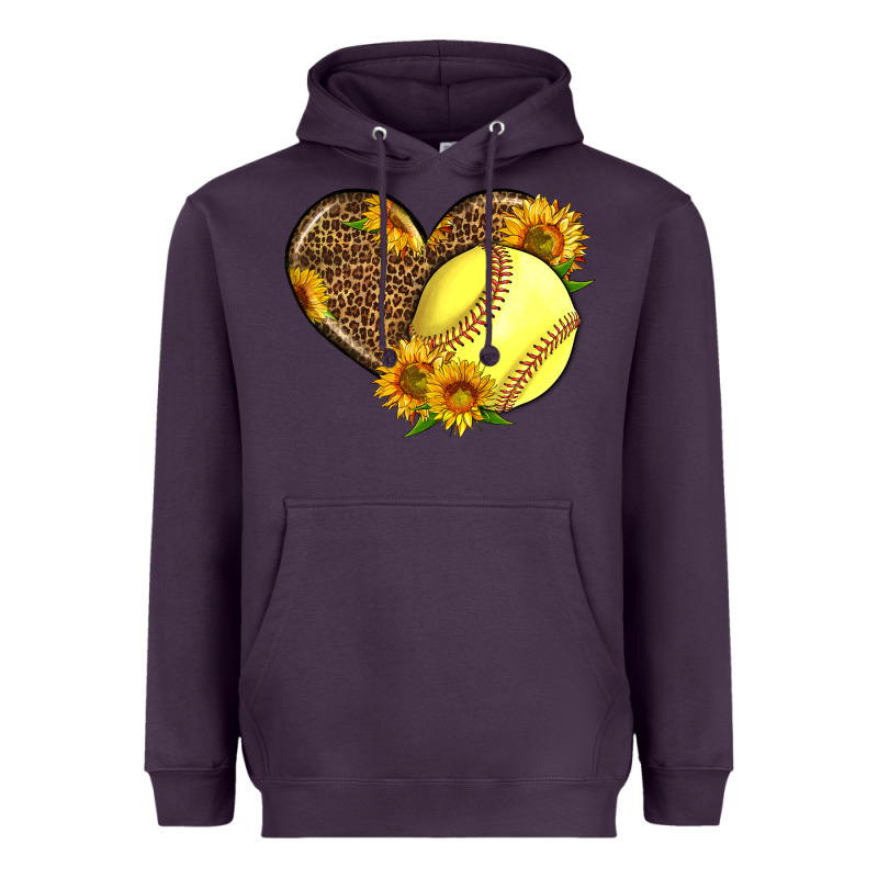 Softball Heart With Sunflowers Heavyweight Hoodie by LillyAllenDesigns | Teevron