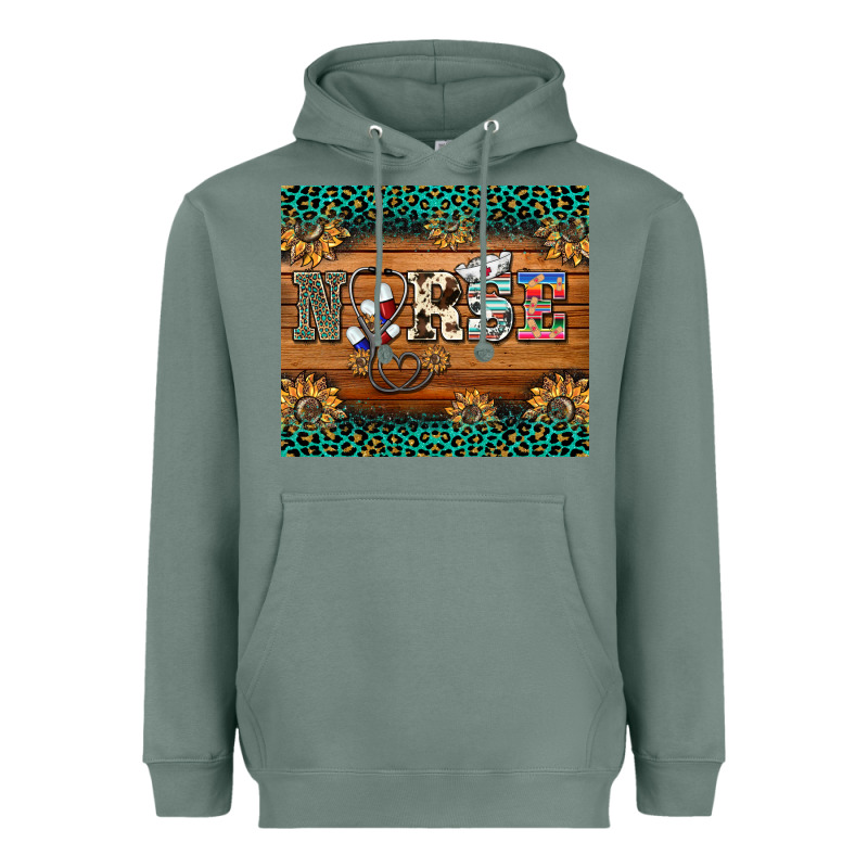 Western Nurse Glitter Leopard Sunflowers Heavyweight Hoodie by BarkalooDesign | Teevron