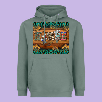 Western Nurse Glitter Leopard Sunflowers Heavyweight Hoodie Designed By Barkaloodesign