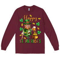Burgundy Happy st. patricks day Long Sleeve Tee - Neo Western