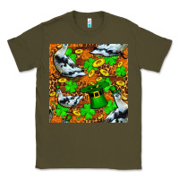 Army Green St patricks  duck with leprechaun hat  seamless Classic Tee - FaDigitalArtStudio