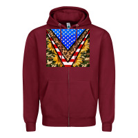Burgundy american sunflower and camouflage Zipper Hoodie - AdoDesignShop