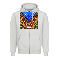 Dove Grey american sunflower and camouflage Zipper Hoodie - AdoDesignShop