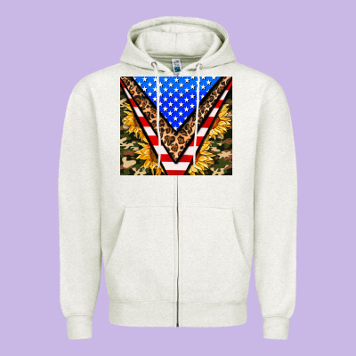 American Sunflower And Camouflage Zipper Hoodie Designed By Adodesignshop