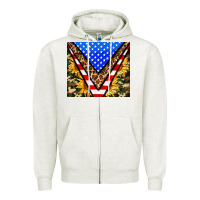Oatmeal Heather american sunflower and camouflage Zipper Hoodie - AdoDesignShop