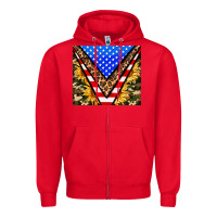 Red american sunflower and camouflage Zipper Hoodie - AdoDesignShop