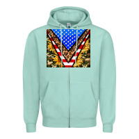 Seafoam american sunflower and camouflage Zipper Hoodie - AdoDesignShop