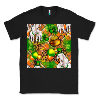 Black St patricks  goat family with balloons seamless Classic Tee - FaDigitalArtStudio