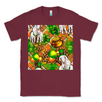 Burgundy St patricks  goat family with balloons seamless Classic Tee - FaDigitalArtStudio