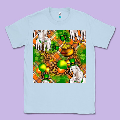 St Patricks  Goat Family With Balloons Seamless Classic Tee Designed By Fadigitalartstudio