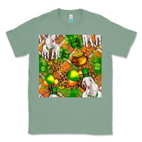 Sage St patricks  goat family with balloons seamless Classic Tee - FaDigitalArtStudio