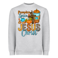 Heather Grey Pumpkin spice and Jesus Christ Heavyweight Sweatshirt - RanaPortraitStore