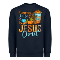 Navy Pumpkin spice and Jesus Christ Heavyweight Sweatshirt - RanaPortraitStore